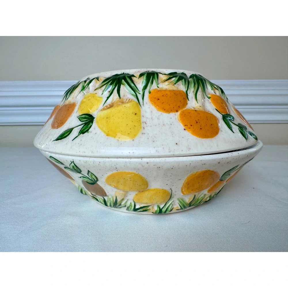 Arnels 1970s Vintage Mushroom Ceramic Bowls Set 2‎ MCM Hand Painted Speckled